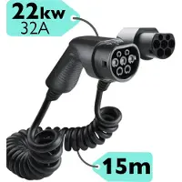 Loady Laadkabel Spiraal Type 2 - 15 meter - 22KW - voor elektrische & hybride auto