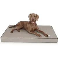 Knuffelwuff orthopedische hondenmat Palomino van met laser doorstikt kunstleer XXXL 135 x 90 cm grijs