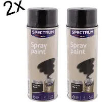 Spectrum Spuitbusverf - Zwart Hoogglans - Black Hoogglans - Meubelspray - Lakspray - Spuitverf - Sneldrogend - Acrylaat lak - Set van 2 (2x 400 ml)