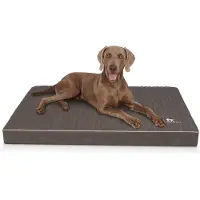 Knuffelwuff orthopedische hondenmat Palomino van met laser doorstikt kunstleer XXXL 135 x 90 cm bruingrijs