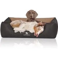 Knuffelwuff orthopedisch hondenbed Outback van laser-gewatteerd kunstleer XXL 120 x 85cm zwart/cappucino