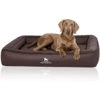 Knuffelwuff orthopedisch hondenbed van met laser doorstikt kunstleer Hampstead 120 x 100cm bruin