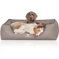 Knuffelwuff orthopedisch hondenbed Columbia van laser-gewatteerd kunstleer XXL 120 x 85cm lichtgrijs
