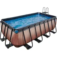 Exit Wood zwembad 400x200x122cm met filterpomp - bruin
