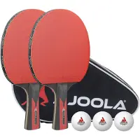 Joola Tafeltennisset Duo Carbon 2 tafeltennisbatjes + 3 tafeltennisballen + tafeltennishoes, rood/zwart, 6-delig