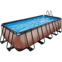 Exit Wood zwembad 540x250x122cm met filterpomp - bruin