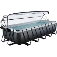Exit Black Leather zwembad 540x250x122cm met zandfilterpomp en overkapping en warmtepomp - zwart