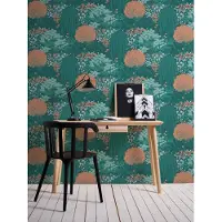 Living Walls Famous Garden - Petrol - Floraal - 393503