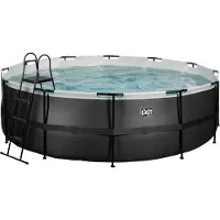 Exit Black Leather zwembad ø450x122cm met filterpomp - zwart