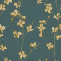 DecoMode Vliesbehang Bloemen Jade - Groen - 10,05m X 53cm