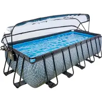Exit Stone zwembad 540x250x122cm met zandfilterpomp en overkapping en warmtepomp - grijs