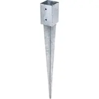 Alberts 211820 inslag-paalvoet | voor ronde of vierkante houten palen | thermisch verzinkt | 91 x 91 mm | totale lengte 900 mm | set van 2