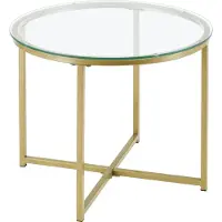 En.casa Salontafel Alavieska rond glas en metaal 42xØ50 cm goud