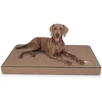 Knuffelwuff orthopedische hondenmat Palomino van met laser doorstikt kunstleer XL 100 x 70 cm camel
