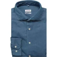 Seidensticker regular fit overhemd - twill - blauw - Strijkvrij - Boordmaat: 46