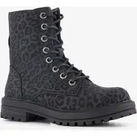 Blue Box meisjes veterboots met luipaardprint zwart maat 33