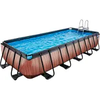 Exit Wood zwembad 540x250x100cm met zandfilterpomp - bruin