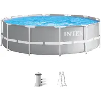 Intex 26716, 8592 liter, Framezwembad, Geschikt voor kinderen en volwassenen, Inclusief ladder, Blauw, Grijs, 40,8 kg