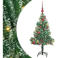 vidaXL Kunstkerstboom Sneeuw Gevlokt met LED Licht Groen en Wit 120 cm