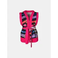 Mucho Gusto Gilet teddy roze omkeerbare riem print