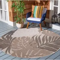 Muratap Binnen en buiten rond vloerkleed floral outdoor laagpolig tapijt 120 cm rond