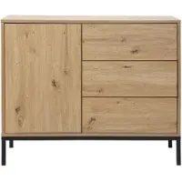 CALICOSY Commode 1 deur 3 laden eikendecor l90 x h80 cm lenny