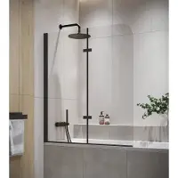 Badplaats Badwand austin 120 x 140 cm zwart badscherm draaibaar 5 mm dik -