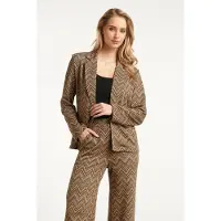 Smashed Lemon Zand en gouden blazer met zigzagprint |
