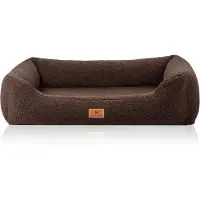 Knuffelwuff orthopedisch hondenbed Wollekopp van knuffelzacht teddymateriaal M-L 85 x 63cm Bruin