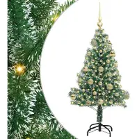 vidaXL Kunstkerstboom Sneeuw Gevlokt met LED Licht Groen en Wit 120 cm