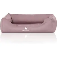 Knuffelwuff orthopedisch waterafstotend hondenbed Leon van velours met handgeweven karakter XL 105 x 75cm roze