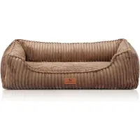 Knuffelwuff orthopedisch hondenbed Sedona van knuffelzachte ribcord M-L Bruin