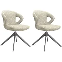 Label51 Eetkamerstoel Zurich - Naturel - Boucle - Zwart Metalen Frame