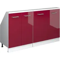 Vicco R-Line Keukenkast voor schuine wand – 140 cm Set van 2 Rood hoogglans/wit