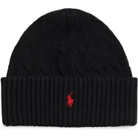 Ralph Lauren Katoenen muts in zwart kabelbreisel (S/M), Casual 323980663003