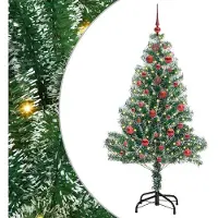 vidaXL Kunstkerstboom Sneeuw Gevlokt met LED Licht Groen en Wit 150 cm