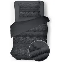 Eleganzzz Dekbedovertrek Jacquard Teddy Pluche - dark grey 140x200/220cm