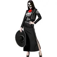 Atosa Mexican Skeleton Woman Costume Zwart M-L Kinderen