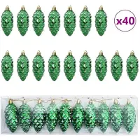 vidaXL Kerstdennenappelbal 40 st Groen 4 x 9 cm Kunststof LED's