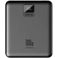 Canyon PB-2008, 20000 mAh, Power Delivery, 100 W, Donkergrijs