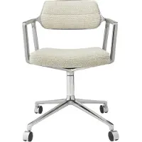 Vipp 453 Draaistoel Met Zwenkwielen Wavy Gebroken Wit - Bureaustoelen Leer White - 45302C01