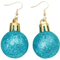 Marama - Oorbellen Kerstbal Blauw-Glitter - Lichtgewicht