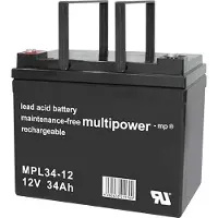 Multipower MPL34-12 Loodaccu 12 V 34 Ah Loodvlies (AGM) (b x h x d) 197 x 170 x 131 mm M5-schroefaansluiting Onderhoudsvrij, Geringe zelfontlading