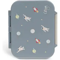 Citron Tritan Snackdoos - 3 compartimenten - 16x11x5cm - Spaceship