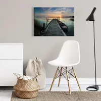 A.S. Création Canvas print DD123027 Sunset Lake 0,7 x 0,5 m Blauw Kantoor Hal/Gang Keuken Slaapkamer Woonkamer