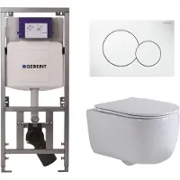 Geberit QeramiQ Dely Swirl Toiletset - 36.5x53cm - UP320 inbouwreservoir - met Burda frame - slim zitting - witte sigma bedieningsplaat - ronde knoppen - wit mat 0701131/0700518/SW1000766/SW1026257