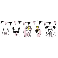 A.S. Création FEESTENDE DIEREN BEHANGRAND | Zelfklevend - roze zwart geel - Lovely Kids