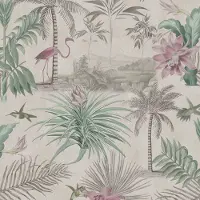 DecoMode Vliesbehang Paradise - Grijs - Groen - 10,05m X 53cm