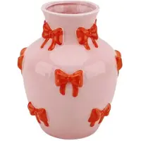 House Vitamin Vase flower vase ribbons dolomite pink/orange 14x14x19cm