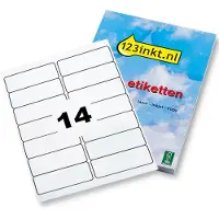 123inkt universele etiketten A4 99, 1 x 38,1 mm wit (1.400 etiketten) FSC Mix Credit